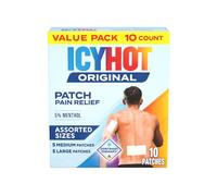 Icy Hot Original Pain Relief Patch Variety Pack with 5% Cooling Menthol for Fast-Acting Muscle and Joint Pain Relief, 5 Medium and 5 Large Comfortable Fabric Patches, 10 Ct.