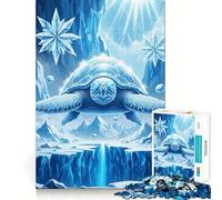 Icy Turtle Frozen Landscape Jigsaw Puzzle for Adults 1000 Pieces Sharp Thinking Clean Joint Fun Activity Birthday Surprise (38x26cm)