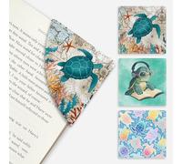 Icycay Leather Sea Turtle Bookmarks, 3 Pcs Reading Page Markers for Book Lovers