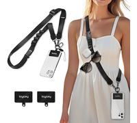 Icycay Phone Lanyard Crossbody, Black Cell Phone Lanyard for Around The Neck Adjustable Phone Strap, Anti Theft Long Lanyard for iPhone Case ID Holder Keys Phone Accessories Travel Essential for Women