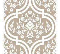 ICYEHAO Beige Floral Wallpaper,44 x 500 cm Beige and White Self Adhesive Flower Wallpaper Self Adhesive Furniture Wrap for Living Room,Bedroom,Bathroom,Cabinets