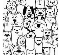 ICYEHAO Black and White Dog Wallpaper,44 x 300cm Modern Cute Puppy Animal Wallpaper Self Adhesive Black and White Wall Paper Self Adhesive Furniture Wrap for Living Room,Bathroom,Cabinet