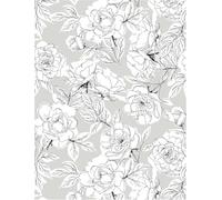 ICYEHAO Black and White Floral Self Adhesive Wallpaper,44.5 x 500 cm Leaf Plants Wallpaper Self Adhesive Furniture Wrap for Living Room,Bedroom,Bathroom,Cabinets