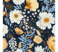 ICYEHAO Blue Floral Wallpaper, 44 x 300 cm Self Adhesive Wallpaper Blue Beige Flower Leaf Plants Boho Wall Paper Self Adhesive Furniture Wrap for Living Room,Bathroom,Cabinets