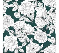 ICYEHAO Green Floral Wallpaper,44.5 x 1000 cm Black and White Floral Self Adhesive Wallpaper Leaf Plants Botanical Wall Paper Self Adhesive Furniture Wrap for Living Room,Bedroom,Bathroom,Cabinets