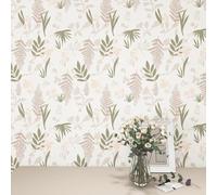 ICYEHAO Green Leaf Wallpaper,44 x 1000cm Brown Leaf Plants Wallpaper Peel and Stick Wall Paper Pale Flower Wall Paper Self Adhesive Furniture Wrap for Living Room,Bathroom,Kitchen,Drawer