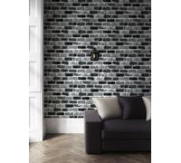 ICYEHAO Grey Brick Wallpaper,44.5 x 1000 cm Black and Grey Brick Effect Wallpaper Self Adhesive Wall Paper Brick Effect Self Adhesive Furniture Wrap for Living Room,Bedroom,Bathroom,Cabinets