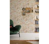 ICYEHAO Self Adhesive Wallpaper Floral,44 x 1000 cm Pink and Blue Floral Wallpaper Green Leaf Plants Pale Flower Wall Paper Self Adhesive Furniture Wrap for Living Room,Bathroom,Cabinet,Drawer