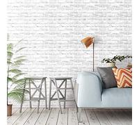 ICYEHAO White Brick Wallpaper,44.5 x 1000 cm Self Adhesive Brick Wallpaper Stone Wall Paper Peel and Stick Self Adhesive Furniture Wrap for Living Room,Bathroom,Kitchen,Drawer,Cabinets