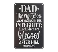 ICYJRFHLTF Blessed Righteous Man Vintage Metal Sign Rustic Biblical Tin Wall Plaque Proverbs 20 7 Home Decor 8 X 12 inch