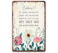 ICYJRFHLTF But Only God Who Makes Things Grow Distressed Tin Sign Faith Based Decor for Living Room Study Room Bedroom 8 X 12 in