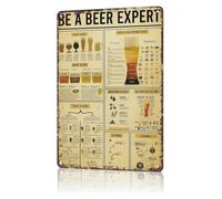 ICYJRFHLTF Funny Beer Knowledge Metal Sign Be A Beer Expert Tin Plaque For Dorm Home Office Man Cave Bar Wall-Art 8 X 12 inch