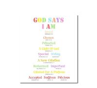 ICYJRFHLTF I am Loved Wall-Art - God Says Affirmation Poster for, Inspirational Decor for Child's Room, Nursery, Preschool & Homeschool (Unframed,12x18inch(30x45cm))
