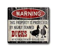 ICYJRFHLTF Industrial Vintage Duck Warning Rules Tin Sign Rustic Metal Wall-Art for Pub Shed Kitchen Indoor Outdoor 8 X 12 inch