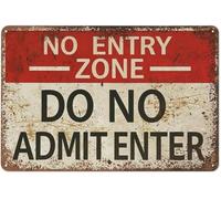 ICYJRFHLTF Keep Out No Entry Zone Metal Tin Sign Do Not Enter Warning Wall Decor Private Property Restricted Area Industrial 8 X 12 in