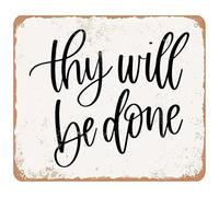 ICYJRFHLTF Rustic Wall Decor Vintage Metal Sign Thy Will Be Done Quote Faith Based Decor 8 X 12 in
