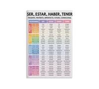 ICYJRFHLTF Spanish Verb Tenses Metal Sign Ser Estar Haber Tener Conjugation Chart Educational Tin Sign for Spanish Classroom or Language 8 X 12 inch