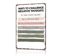 ICYJRFHLTF Stop Negative Thinking Aluminum Sign CBT Coping Skills Poster For Psychologist Clinic Wellness Coach Home Office Wall Decor 8 X 12 inch