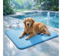 Icynap Ice Silk Dog Cooling Mat, Breathable Pet Blanket，Blue, 100 * 75CM