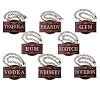 IcyPeak Decanter Tags - Liquor Tags (Set of 8,Textured Copper) Liquor Decanter Label:Gin,Vodka,Bourbon,Whiskey,Brandy,Rum,Scotch,Tequila - Tags for Liquor bottle,Adjustable Chain,2.36 x 1.57 inches