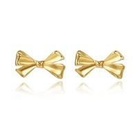 ICYROSE Premium Stainless Steel Geometric with real gold plated Trendy Gold knot ribbon tie Bowknot Bow Stud Earrings for Women Statement Chunky Dangle Medium Size Vintage Link Jewelry 3290