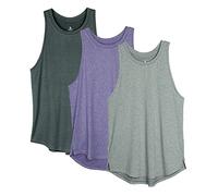 icyzone Women's Racerback Workout Tank Tops - Athletic Yoga Tops, Running Exercise Gym Shirts (Pack of 3) (M, Black Melange/Grey/Violet)