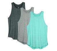 icyzone Women's Racerback Workout Tank Tops - Athletic Yoga Tops, Running Exercise Gym Shirts (Pack of 3) (M, Black Melange/Grey/Ice Green)
