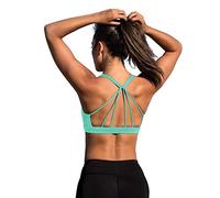 icyzone Womens Sports Bra Strappy Comfy Athletic Yoga Workout Bra with Removable Padded (S, Florida Keys)