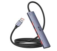 ICZI USB 3.2 Hub, USB Hub 10Gbps with 120cm Nylon Braided Cable, USB 3.2 Gen 2 Splitter with 4 USB-A 3.2 Ports and 1 5V Typ-c Port (Not charge) for Laptop, Keyboard, Maus, SSD/HDD etc. USB Devices