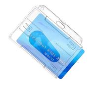 ID Badge Holder - 3.5x2.3 inch Horizontal Transparent Case, Hard PC Card Protector, Smooth Sliding Insert with Thumb Slot for Quick Removal |