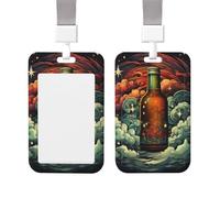 ID Badge Holder Clear Plastic Card Holder Beer Badge Holder Vertical Name Badge Protector Waterproof Card Sleeve with Lanyard Name Tag Card Holder for Work Office Nurse Doctor