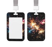 ID Badge Holder Clear Plastic Card Holder Explosion Firework Badge Holder Vertical Name Badge Protector Waterproof Card Sleeve with Lanyard Name Tag Card Holder for Work Office Nurse Doctor