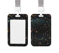 ID Badge Holder Clear Plastic Card Holder Stars and Constellations Pattern Badge Holder Vertical Name Badge Protector Waterproof Card Sleeve with Lanyard Name Tag Card Holder for Work Nurse Doctor