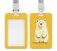 ID Badge Holder Cute Cartoon Polar Bear ID Card Holder with Lanyard for Office Passes Credit Cards