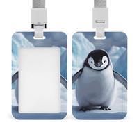 ID Badge Holder Cute Penguins Baby Taking ID Card Holder with Lanyard for Office Passes Credit Cards