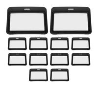 Id Badge Holder Double Sided Card Cover Hard Plastic Horizontal | 4x3 Inch Format, Rigid Polished Frame, Double Display, Secure Attachment Point for Workplace Access Credentials