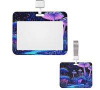Id Badge Holder Plastic Card Case Protector Vertical Badge Reel Glow in The Dark Badge Holders Id Card Holder with Lanyard Name Tags Key Cards Work Badge Clip for Nurse Teacher Office