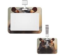 Id Badge Holder Plastic Card Case Protector Vertical Badge Reel Hippo Badge Holders Id Card Holder with Lanyard Name Tags Key Cards Work Badge Clip for Nurse Teacher Office