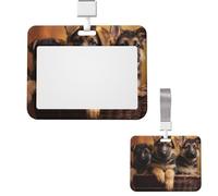 Id Badge Holder Plastic Card Case Protector Vertical Badge Reel Little German Shepherd Dog Badge Holders Id Card Holder with Lanyard Name Tags Key Cards Work Badge Clip for Nurse Teacher Office