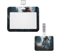 Id Badge Holder Plastic Card Case Protector Vertical Badge Reel Mountain Bike Tournament Badge Holders Id Card Holder with Lanyard Name Tags Key Cards Work Badge Clip for Nurse Teacher Office