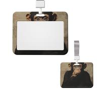Id Badge Holder Plastic Card Case Protector Vertical Badge Reel The Silent Monkey Badge Holders Id Card Holder with Lanyard Name Tags Key Cards Work Badge Clip for Nurse Teacher Office