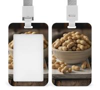 ID Badge Holder Plastic Card Case Protector Vertical ID Card Holder with Lanyard Bowl of Peanuts Badge Holders Name Tags Key Cards Work Badge Clip for Nurse Teacher Office Credit Cards
