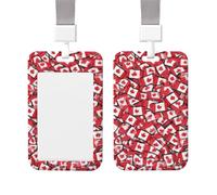 ID Badge Holder Plastic Card Case Protector Vertical ID Card Holder with Lanyard Canadian Flag Badge Holders Name Tags Key Cards Work Badge Clip for Nurse Teacher Office Credit Cards
