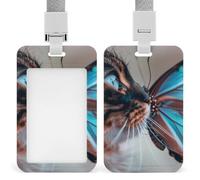 ID Badge Holder Plastic Card Case Protector Vertical ID Card Holder with Lanyard Falls on Nose Badge Holders Name Tags Key Cards Work Badge Clip for Nurse Teacher Office Credit Cards