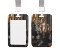 ID Badge Holder Plastic Card Case Protector Vertical ID Card Holder with Lanyard German Shepherd Badge Holders Name Tags Key Cards Work Badge Clip for Nurse Teacher Office Credit Cards