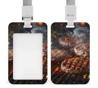 ID Badge Holder Plastic Card Case Protector Vertical ID Card Holder with Lanyard Smoke from The Grill Badge Holders Name Tags Key Cards Work Badge Clip for Nurse Teacher Office Credit Cards