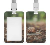 ID Badge Holder Plastic Card Case Protector Vertical ID Card Holder with Lanyard Snail with Shell Badge Holders Name Tags Key Cards Work Badge Clip for Nurse Teacher Office Credit Cards