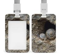 ID Badge Holder Plastic Card Case Protector Vertical ID Card Holder with Lanyard Two Snail Shells Badge Holders Name Tags Key Cards Work Badge Clip for Nurse Teacher Office Credit Cards