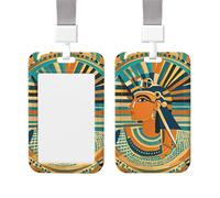 Id Badge Holder Sliding Vertical Plastic Badge Holder Ancient Egyptian Hieroglyph Card Case Id Card Holder Protector with Clear Window Id Credit Card for Office Work Staff Employees