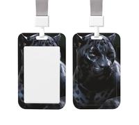 Id Badge Holder Sliding Vertical Plastic Badge Holder Black Panther Card Case Id Card Holder Protector with Clear Window Id Credit Card for Office Work Staff Employees